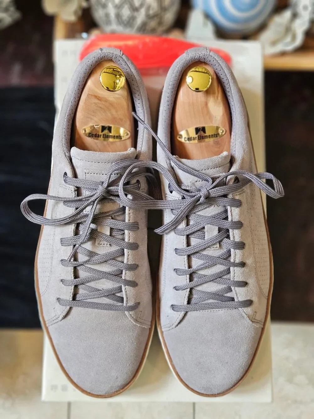 GEOX Men's Respira Ariam Suede Sneakers, Gray, Sz 12